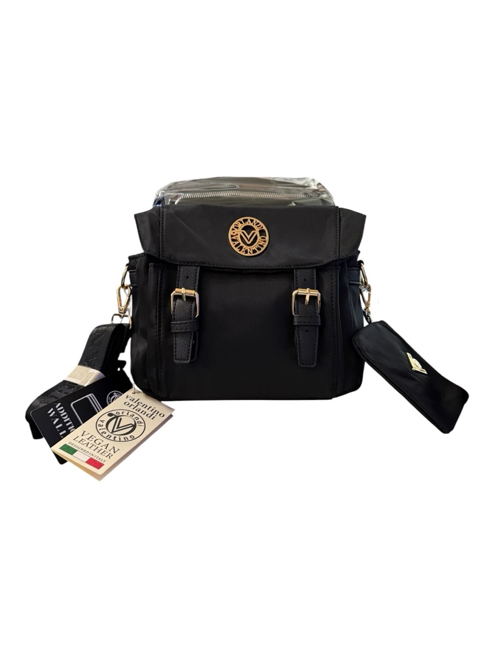 Valentino Orlandi Black Nylon Crossbody Bag NWT w/ Wallet